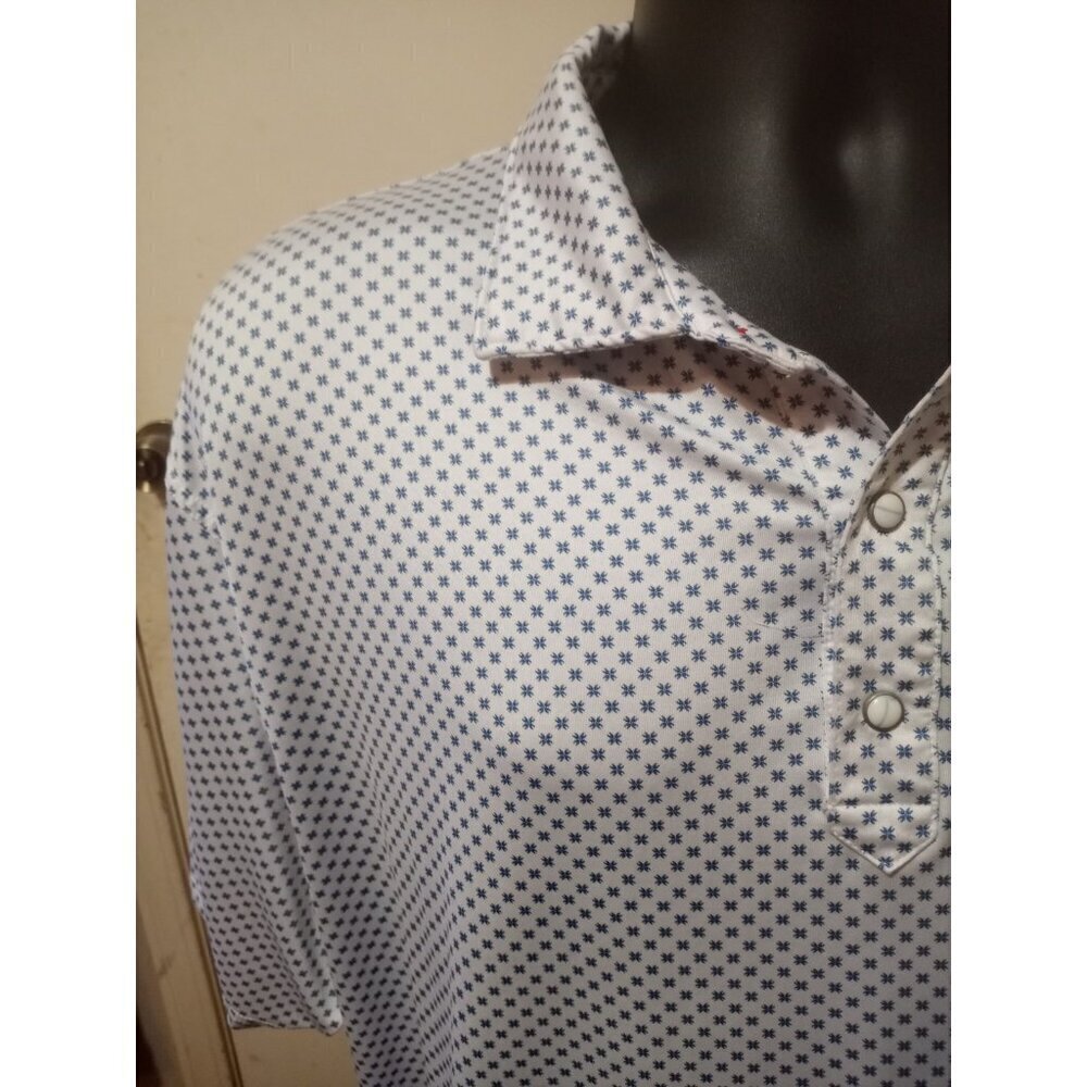 Rafter C Geometric Print Pearl Snap Polo 2XL Western Golf Performance Shirt - Picture 5 of 12